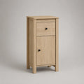 Buffet haut étroit en bois plaqué chêne clair avec 1 tiroir et 1 porte, 40 × 35 × 90 cm