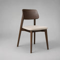 Chaise de salle à manger en bois et tissu bouclé, dossier incurvé, brun noyer et beige, 50 × 53 × 79 cm
