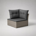 Canapé de jardin d’angle 1 place en résine tressée et acier, gris taupe et anthracite, 75 × 75 × 65 cm