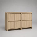 Lot de 2 buffets rectangulaires en bois à 8 portes, chêne clair, dimensions totales 160 × 40 × 90 cm