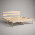 Cadre de lit double en bois naturel 160 × 200 cm avec sommier à lattes et tête de lit
